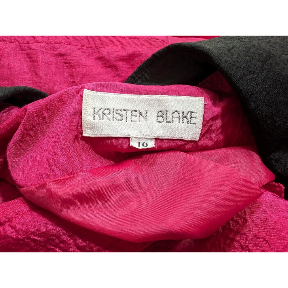 Vintage 80s Trench Coat Hot Pink Black Shoulder Pads Power Women's Size 10 - Picture 7 of 9